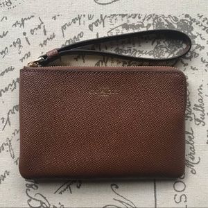 NWT Brown Leather Coach Wristlet